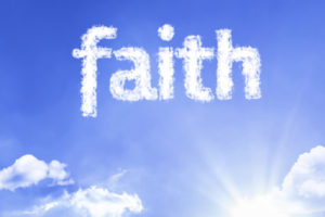 Faith cloud word with a blue sky